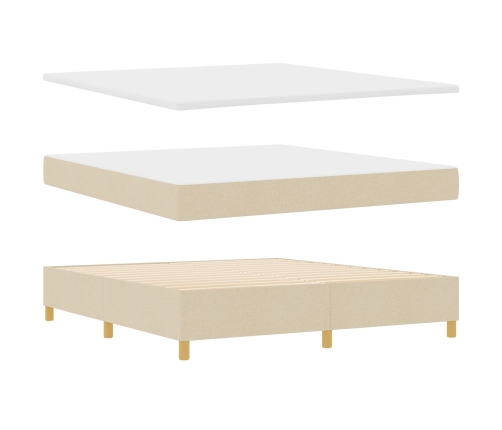 Cama Box Spring  con Colchón y Banco Crema 180x200 cm Tela