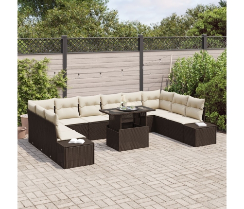 Conjunto de Sofá de Jardín  Set de 11 Beige y Marrón Oscuro