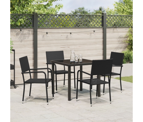 Set de Comedor de Jardín  de 5 Piezas Negro Poliratán