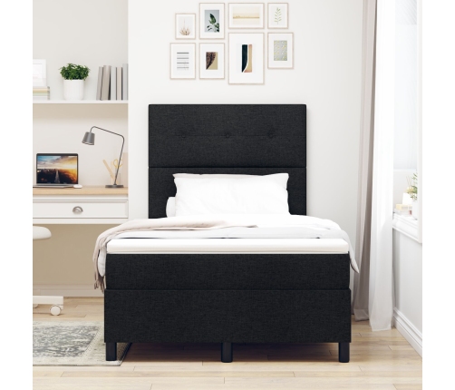 Cama con Base  con Colchón Negra 120x200 cm Tela