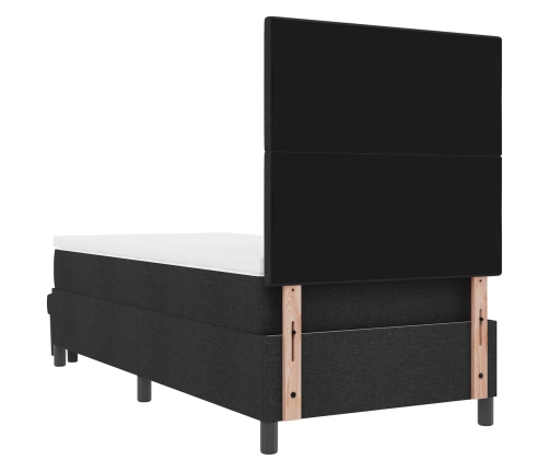 Cama con somier  con colchón y banco negro 100x200 cm tela