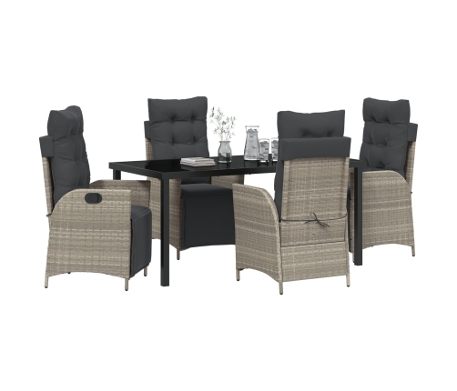 Conjunto de Comedor de Jardín de 5 Piezas Gris Claro Poliratán