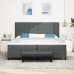 Cama Box Spring  con Colchón y Banco Gris Oscuro 200x200 cm Tela