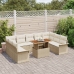 Conjunto de comedor de jardín de 10 piezas con cojines Beige Ratán Poliéster