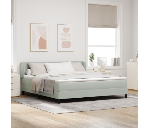 Cama con somier y colchón  Gris Claro 180x200 cm Terciopelo