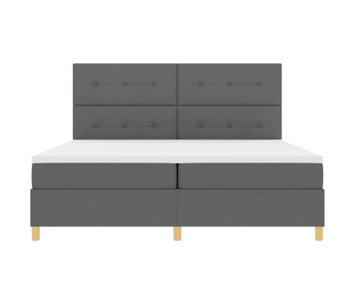 Cama con Box Spring y Colchón Gris Oscuro 200x200 cm Tela