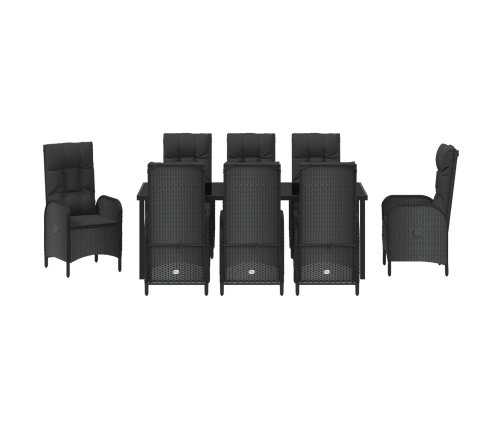 Set de Comedor de Jardín  de 9 Piezas Negro Poliratán