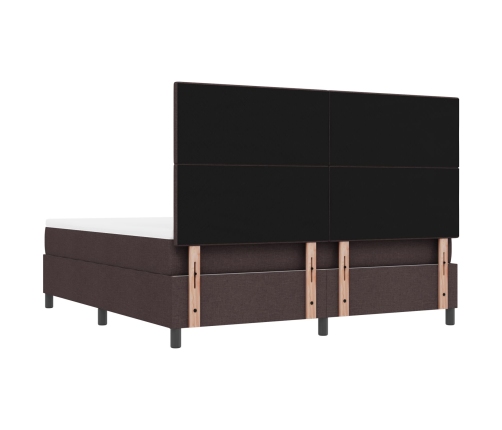 Cama con somier y colchón & banco marrón oscuro 180x200 cm Tela