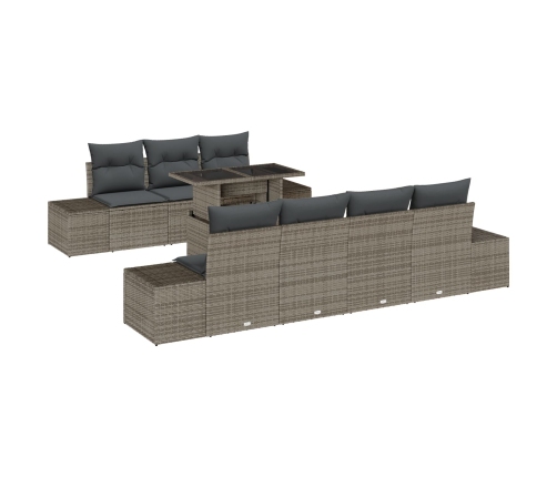 Conjunto de Sofá de Jardín  8 Piezas Gris, Ratán Oscuro