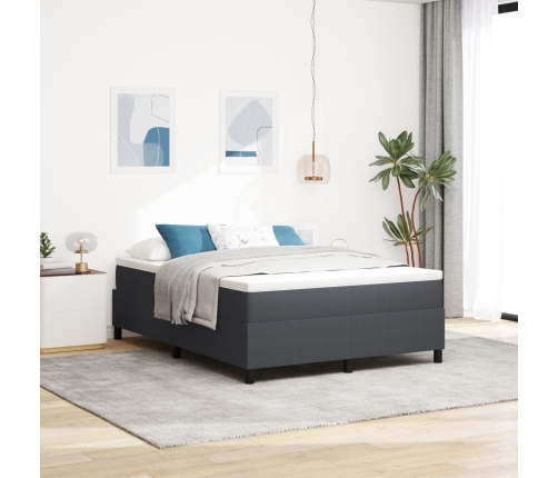 Cama Box Spring con Colchón Gris Oscuro 140x200 cm Tela de Corduroy