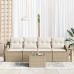 Set de sofá de jardín de 5 piezas con cojines beige de polirratán
