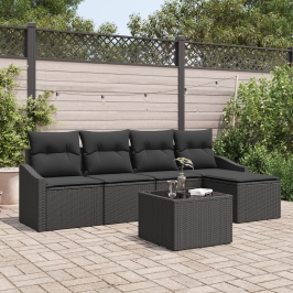 Conjunto de Sofás de Jardín  Set de 6 Negro