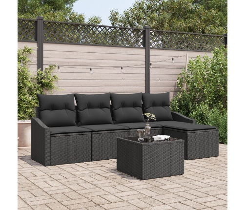 Conjunto de Sofás de Jardín  Set de 6 Negro