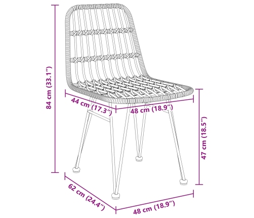 Conjunto de Comedor de Jardín  de 9 Piezas Marrón Poliratán
