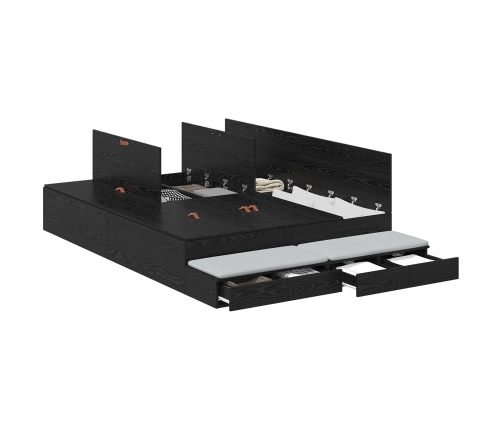 Base de cama con almacenamiento  Roble negro Madera resistente