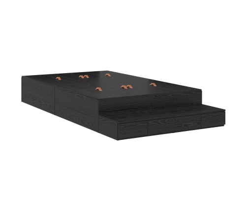 Estructura de Cama de Almacenamiento  Roble negro Madera Sólida