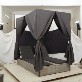 Camas de Exterior Gris Claro Ratán Estándar Cama de Día