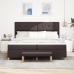 Cama con Base de Muelles con Colchón y Banqueta Marrón Oscura 200x200 cm Tela