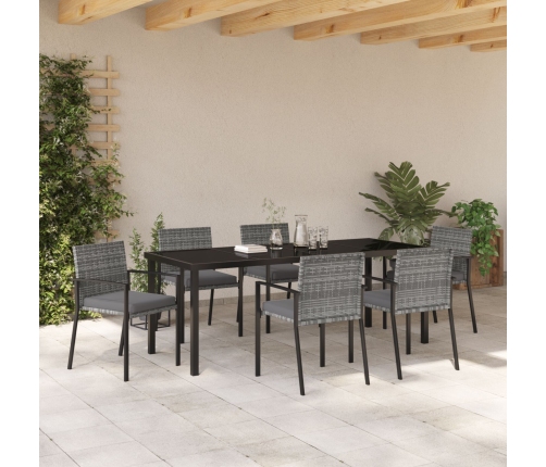 Juego de Comedor de Jardín de 7 Piezas Gris Poliratán