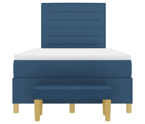 Cama con Sommier y Banco Azul 120x200 cm Tela