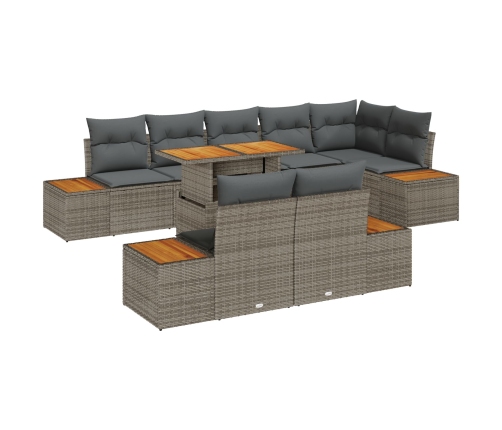 Set de sofá para jardín  Set de 9 Gris, Madera Natural