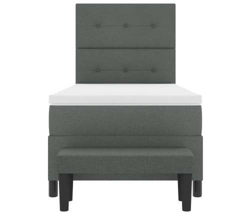 Cama Box Spring con Colchón y Banco Gris Oscuro 90x200 cm Tela