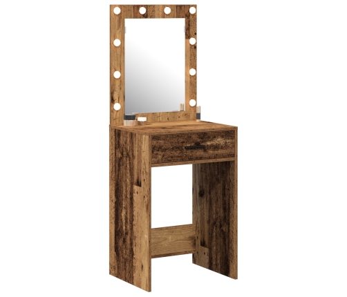 Mesa de tocador  con luces LED Madera antigua 50x41x135 cm