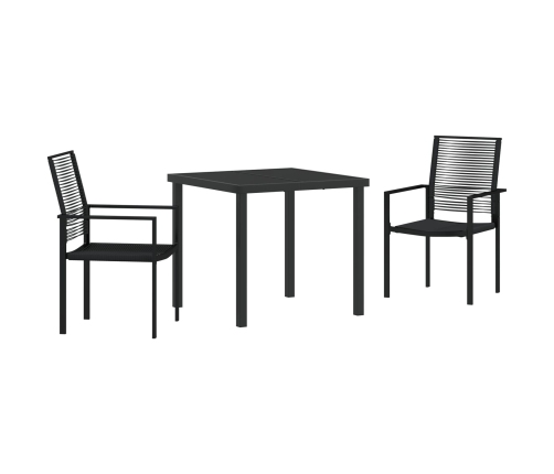 Juego de Comedor de Jardín de 3 Piezas  Negro Ratán de PVC