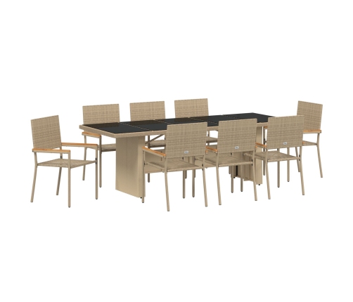 Juego de Comedor de Jardín de 9 Piezas  Beige Poliratán