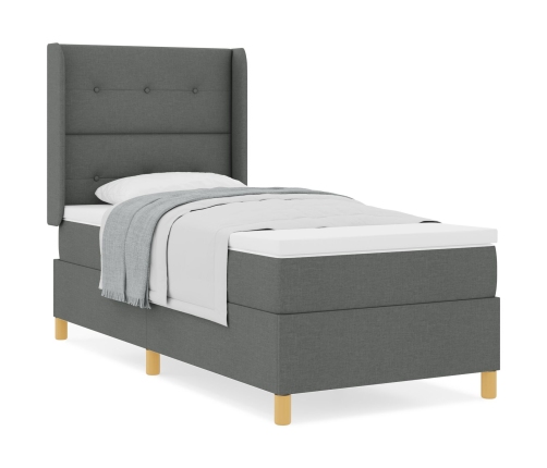 Cama con somier y colchón  Gris Oscuro 100x200 cm Tela