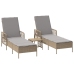 Conjunto de Tumbonas  Set de 3 Beige Ratán PE, metal Plegable