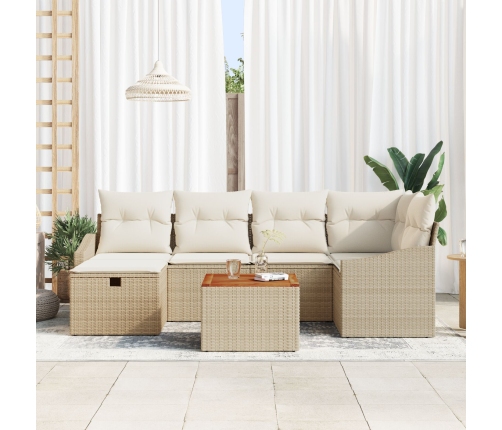 Conjunto de Sofás de Jardín de 7 Piezas con Cojines Beige