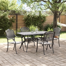 Set de 3 Negro Aluminio Fundido Mesa para 4 Personas Duradera