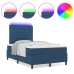 Cama con somier y colchón LED azul 120x200 cm de tela