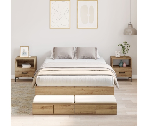 Marco de Cama con Almacenamiento  Roble Artesanal Madera Elaborada