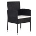 Set de Comedor de Jardín  de 5 Piezas con Cojines Negro Ratán Poliéster