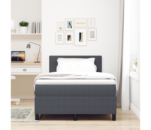 Cama con Box Spring  con Colchón Gris Oscuro 120x200 cm Tela de Corduroy