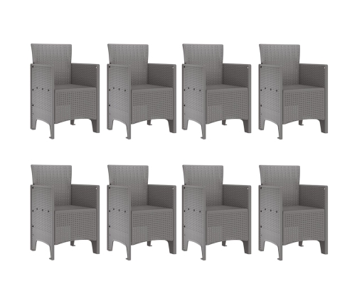 Conjunto de Comedor de Jardín de 9 Piezas de Poliratán Gris