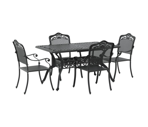 Set de 3 Negro Aluminio Fundido Mesa para 4 Personas Duradera