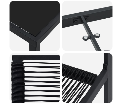 Juego de Comedor de Jardín de 3 Piezas  Negro Ratán de PVC