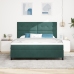 Cama con somier y colchón verde oscuro de  tamaño súper king de terciopelo