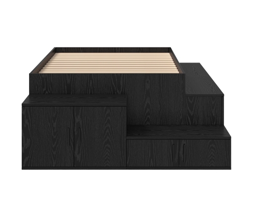Estructura de cama de almacenamiento en roble negro 80x200 cm