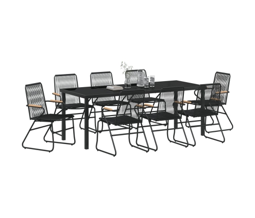 Juego de Comedor de Jardín  de 9 Piezas Negro Rattan de PVC