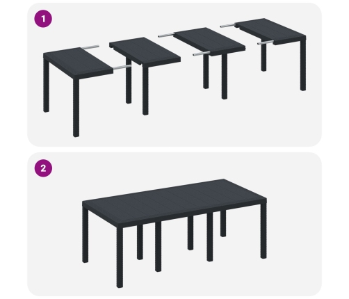 Juego de Comedor de Jardín de 7 Piezas con Cojines Anthracite Poliratán