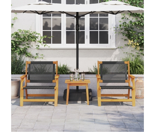 Sillas de Jardín  2 pcs Negros 76x67x73.5 cm Madera maciza de Acacia