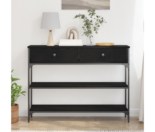Mesa de Consola  Negro Roble 100x25x75 cm Madera Ingenierizada y Acero