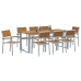 Conjunto de Comedor de Jardín  Juego de 9 Gris, Tono Madera Metal
