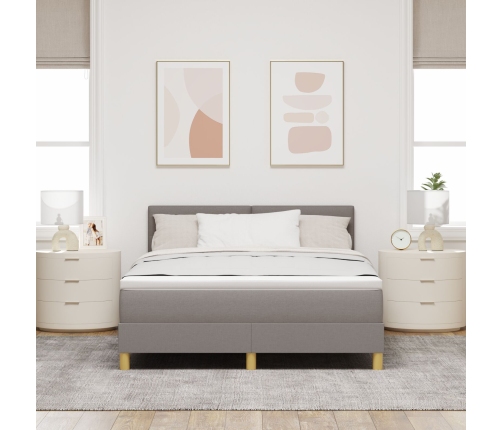Cama con somier  y colchón taupe 140x200 cm de tela