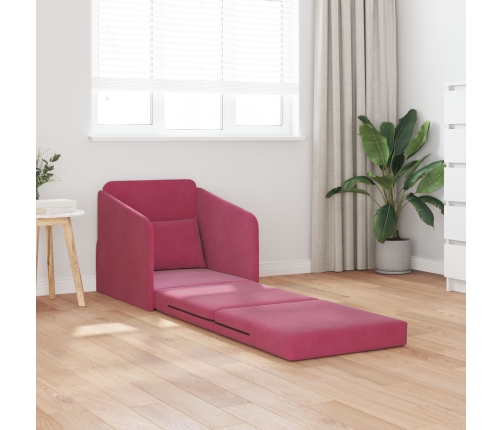 Sofá Cama de Piso  2-en-1 Burdeos 65x80x83 cm de Terciopelo