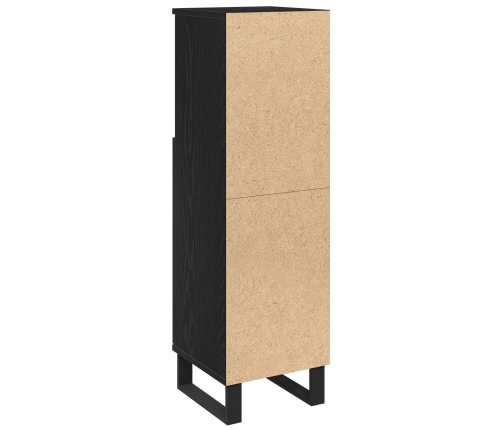 Armario de Baño  Negro Roble 30x30x100 cm Madera Elaborada